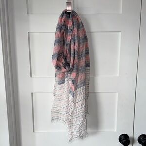 Striped Pink, Blue, Beige and Cream Lightweight Scarf
